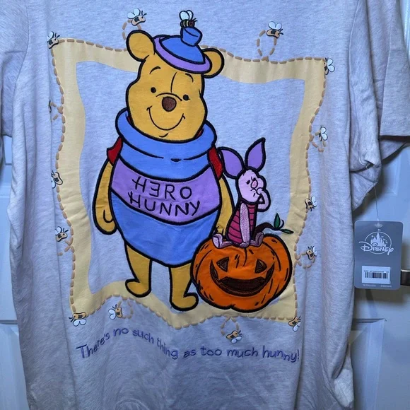 NWT Disney Winnie the Pooh and Piglet Halloween Embroidered T-Shirt for Women - Picture 2 of 12